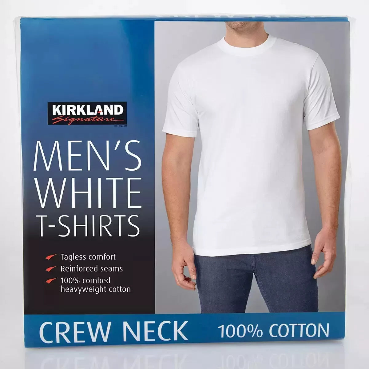 Kirkland Signature Men’s Cotton Crew Neck White T-Shirts 6 Pack M L XL Soft