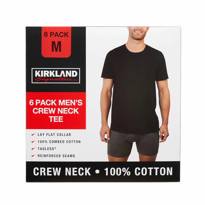 Kirkland Signature Men’s Cotton Crew Neck White T-Shirts 6 Pack M L XL Soft Kirkland