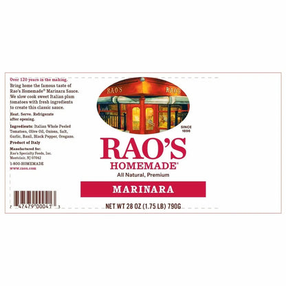 Rao's Homemade Marinara Sauce 2x790g Italian Premium Natural Pasta Sauce