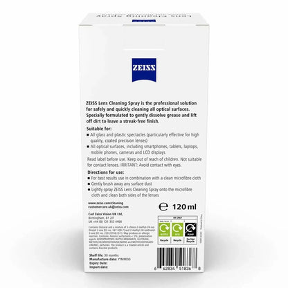 Zeiss Lens Cleaning Spray Eye-glass Optical Solution Cleaner Pack 4 x 120ml