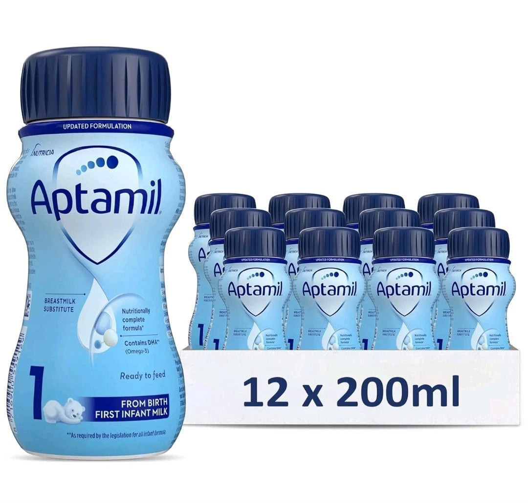 12 x 200ml Aptamil 1 Breastmilk Substitute 1 First Infant Baby Milk From Birth PurelyLiving