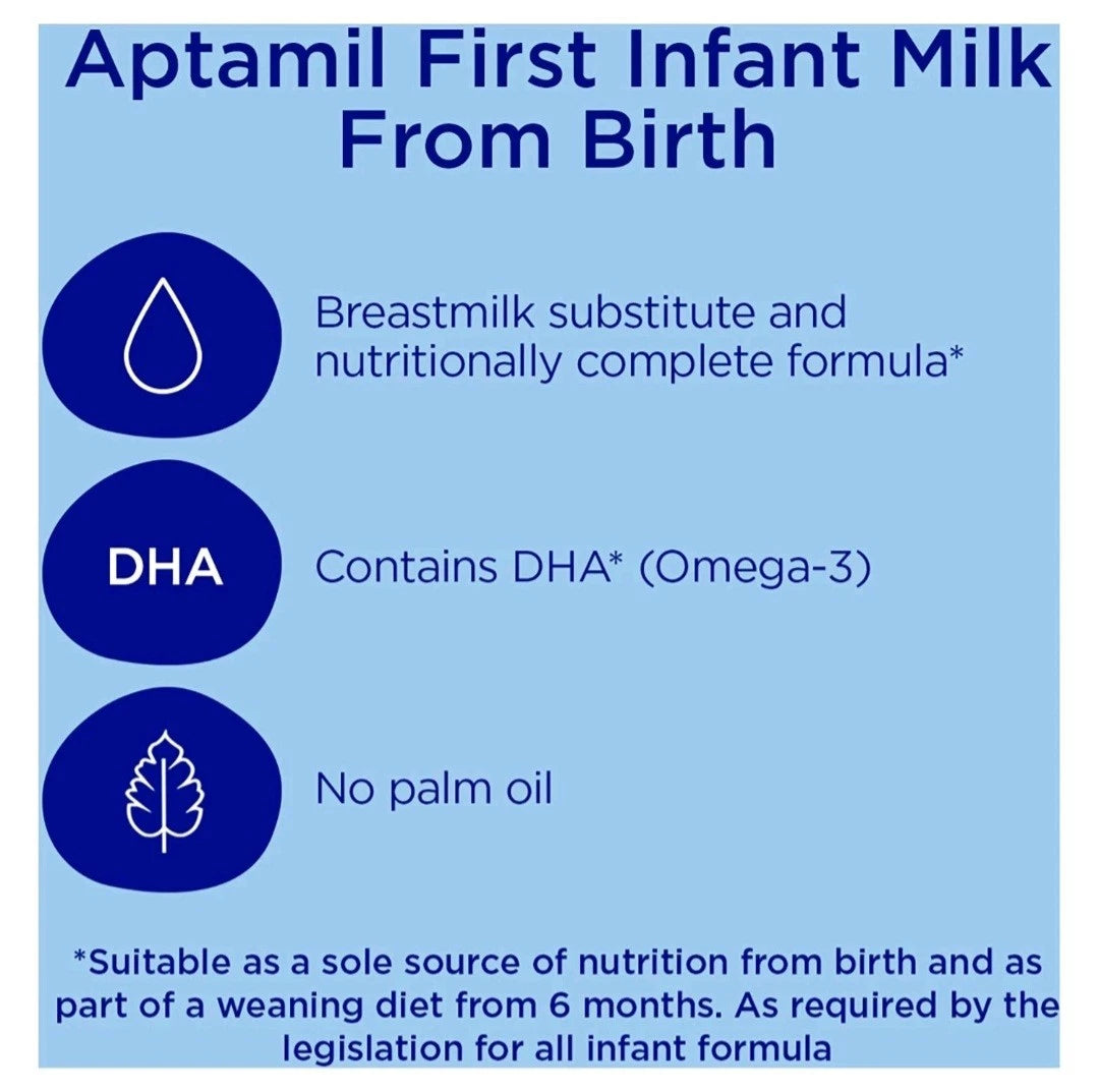 12 x 200ml Aptamil 1 Breastmilk Substitute 1 First Infant Baby Milk From Birth PurelyLiving